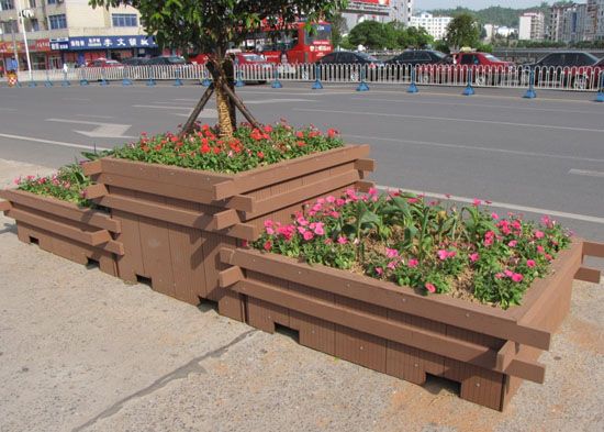 室外塑木花箱道路景觀組合花盆公園廣場